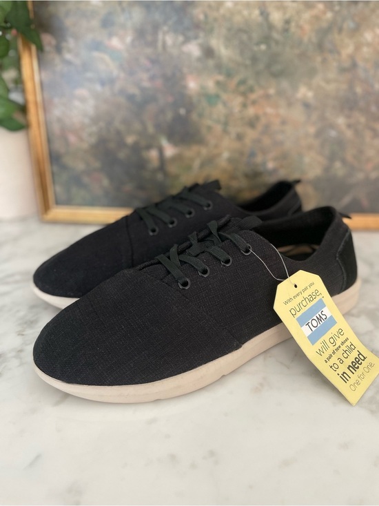 Toms Other - TOMS Carlo Lace Up Mens Black Canvas Sneakers Size 11 Casual Shoes